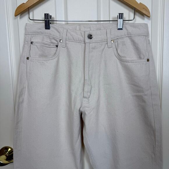 Djerf Avenue Straight Leg Relaxed Jeans 32 Cream Button Fly Organic Cotton NWOT - Picture 2 of 8